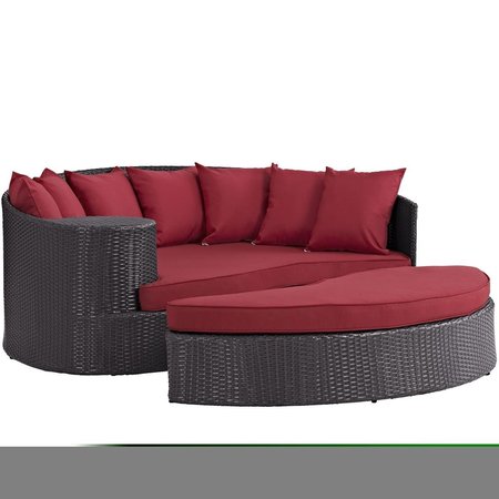 MODWAY Convene Outdoor Patio Daybed, Espresso Red EEI-2176-EXP-RED